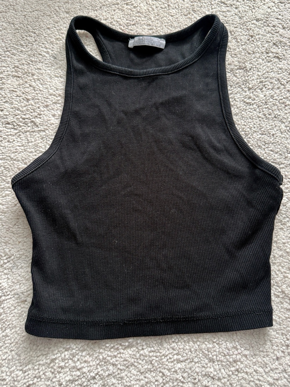 Zara Black Ribbed Racerback Crop Top